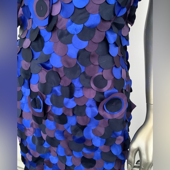 Purple and blue Taffeta leaf paillette disco 80s 90s Formal prom Dress size 6 - Picture 3 of 14